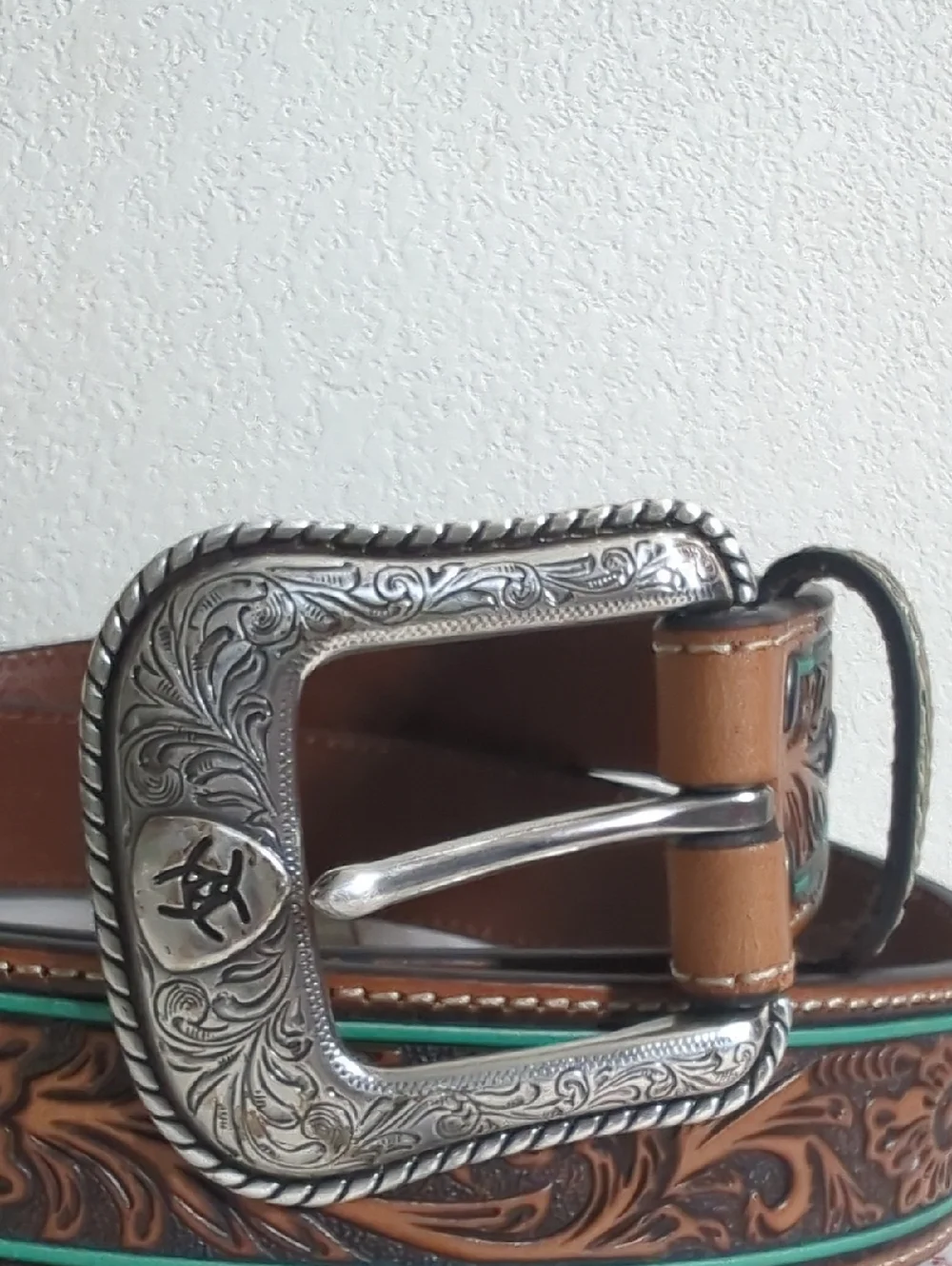 Ariat Men's Western Leather Belt Cowboy‎ Floral Turquoise Rancher Yellowstone 40